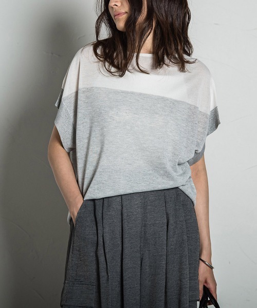 MAYSON GREY(メイソングレイ)の「UVカット配色ハイゲージニットPO≪手洗い可能≫(ニット/セーター・レディース・グリーン系その他/ブルー/ライトグレー/チャコールグレー/ボルドー・M)」の9枚目の写真