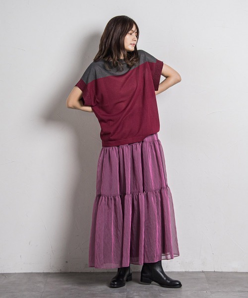 ニット セーター UVカット配色ハイゲージニットPO「手洗い可能」 レディース MAYSON GREY ニット セーター UVカット配色ハイゲージニットPO