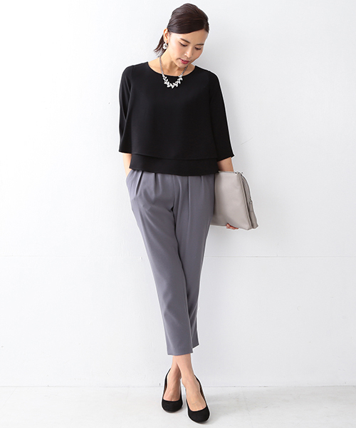 BEAMS LIGHTS Women's(ビームスライツ ウィメンズ)の「BEAMS LIGHTS / ジョーゼット サルエルパンツ(その他パンツ・レディース・グレー/ブラック/オリーブ・36/38)」の12枚目の写真