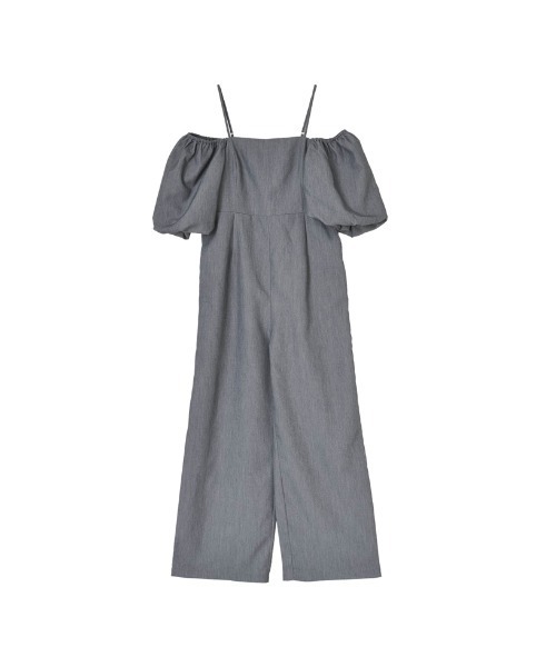 Re:EDIT（リエディ）の「[低身長サイズ有]ツイルバルーンスリーブオフショルオールインワン（つなぎ/オールインワン・レディース・グレー/ブラック・MEDIUM/LARGE/SHORT）」の16枚目の写真