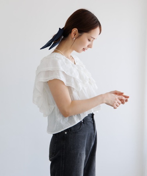 flower(フラワー)の「バタフライブラウス(シャツ/ブラウス・レディース・ホワイト/イエロー・FREE)」の4枚目の写真