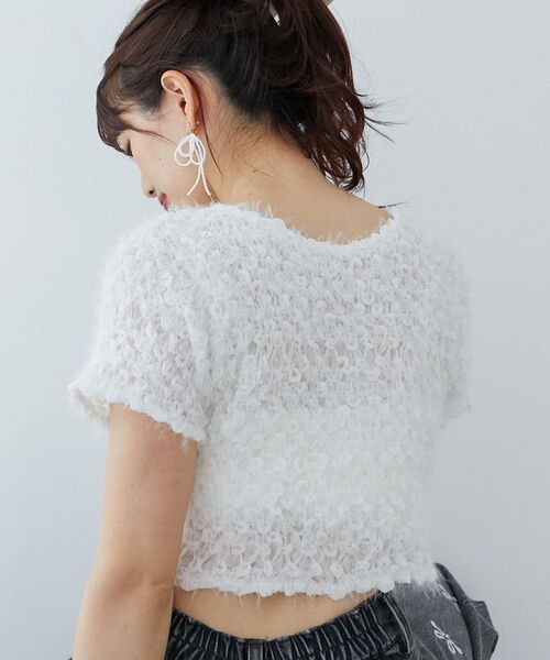 MAJESTIC LEGON(マジェスティックレゴン)の「アソートビジューシャーリングT(Tシャツ/カットソー・レディース・ブラック/アイボリー/ベージュ・MEDIUM)」の8枚目の写真