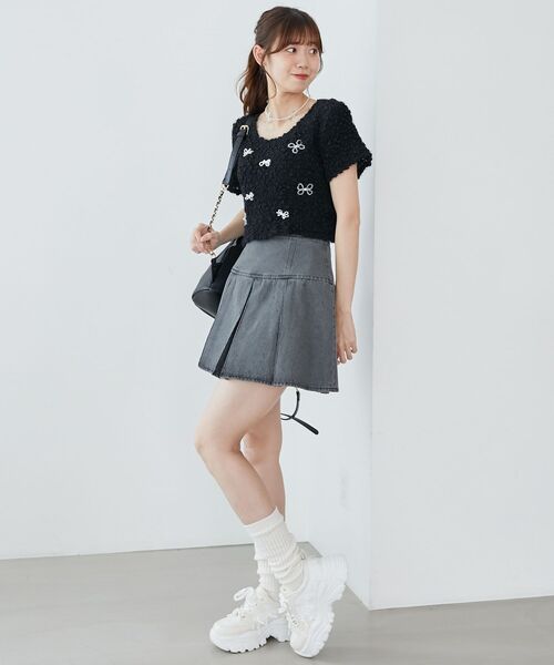 MAJESTIC LEGON(マジェスティックレゴン)の「アソートビジューシャーリングT(Tシャツ/カットソー・レディース・ブラック/アイボリー/ベージュ・MEDIUM)」の19枚目の写真