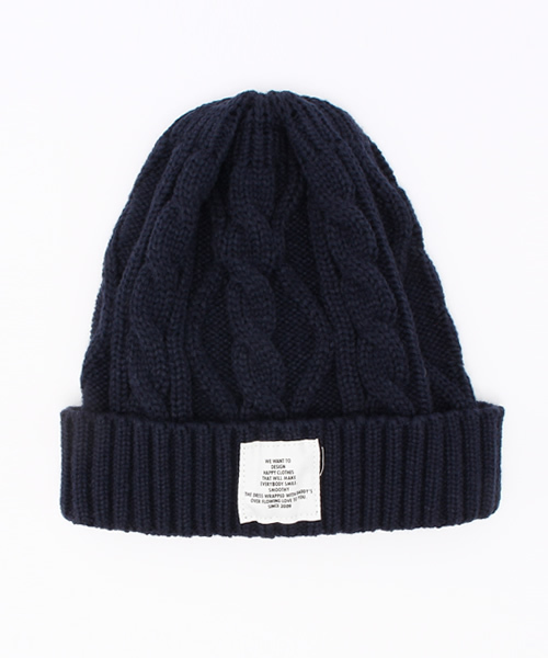 Smoothy（スムージー）の「Smoothy / ケーブル ニットキャップ（ニットキャップ/ビーニー・キッズ・ホワイト/ブラック/ネイビー・ONE SIZE）」の3枚目の写真