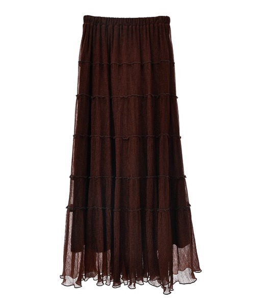 31 Sons de mode（トランテアン　ソン　ドゥ　モード）の「配色メロー楊柳ティアードスカート（スカート・レディース・サックスブルー/クリーム/ダークブラウン・フリー）」の15枚目の写真