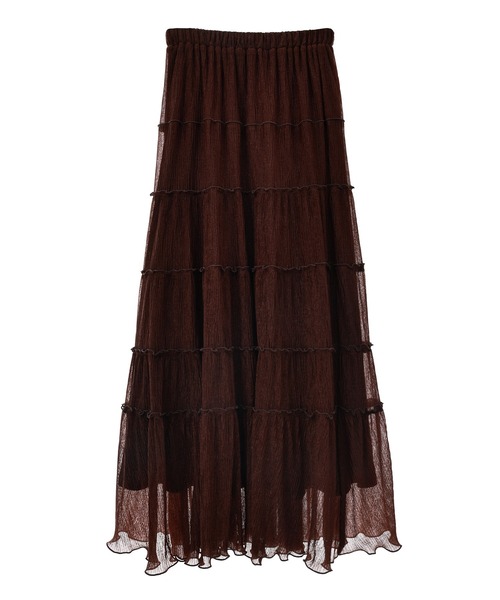 31 Sons de mode（トランテアン　ソン　ドゥ　モード）の「配色メロー楊柳ティアードスカート（スカート・レディース・サックスブルー/クリーム/ダークブラウン・フリー）」の14枚目の写真