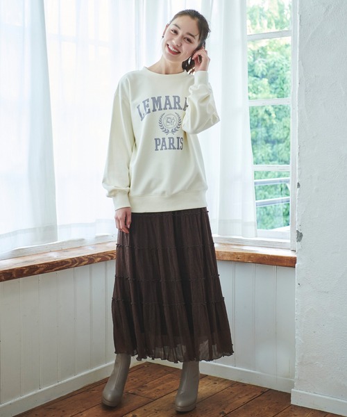 31 Sons de mode（トランテアン　ソン　ドゥ　モード）の「配色メロー楊柳ティアードスカート（スカート・レディース・サックスブルー/クリーム/ダークブラウン・フリー）」の10枚目の写真