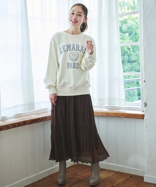 31 Sons de mode（トランテアン　ソン　ドゥ　モード）の「配色メロー楊柳ティアードスカート（スカート・レディース・サックスブルー/クリーム/ダークブラウン・フリー）」の11枚目の写真