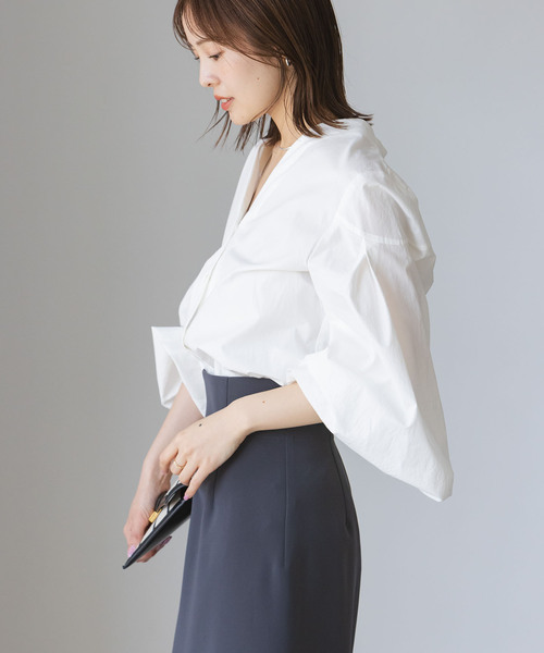 Noble（ノーブル）の「【My Policy Shirt】ウォッシュドコットンボリュームスリーブシャツ（シャツ/ブラウス・レディース・ピンク系その他/ホワイト・FREE）」の15枚目の写真