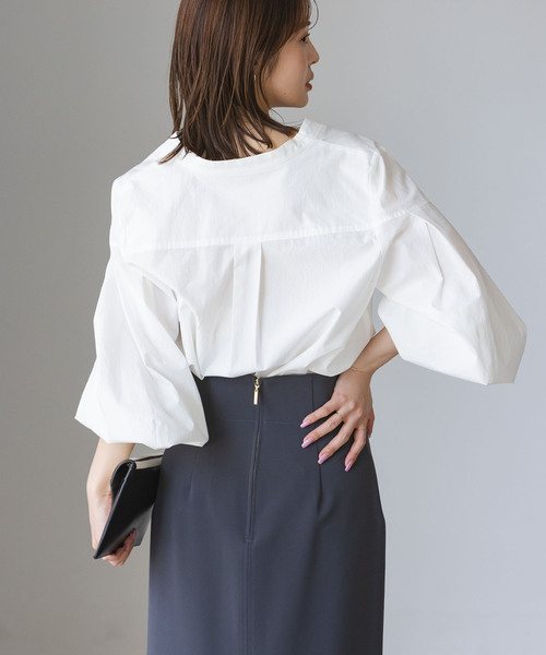 Noble（ノーブル）の「【My Policy Shirt】ウォッシュドコットンボリュームスリーブシャツ（シャツ/ブラウス・レディース・ピンク系その他/ホワイト・FREE）」の14枚目の写真