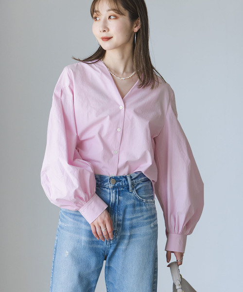 Noble（ノーブル）の「【My Policy Shirt】ウォッシュドコットンボリュームスリーブシャツ（シャツ/ブラウス・レディース・ピンク系その他/ホワイト・FREE）」の10枚目の写真