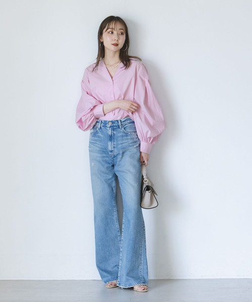 Noble（ノーブル）の「【My Policy Shirt】ウォッシュドコットンボリュームスリーブシャツ（シャツ/ブラウス・レディース・ピンク系その他/ホワイト・FREE）」の7枚目の写真