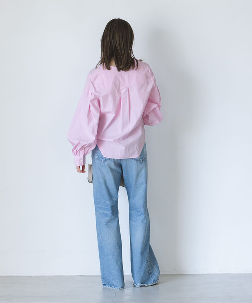 Noble（ノーブル）の「【My Policy Shirt】ウォッシュドコットンボリュームスリーブシャツ（シャツ/ブラウス・レディース・ピンク系その他/ホワイト・FREE）」の5枚目の写真
