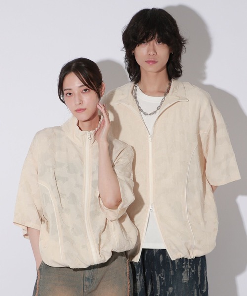 Anui（アニュイ）の「【UNISEX】レースジャガードシャツブルゾン（シャツ/ブラウス・レディース・アイボリー/ブラック/チャコール・MEDIUM/LARGE）」の6枚目の写真
