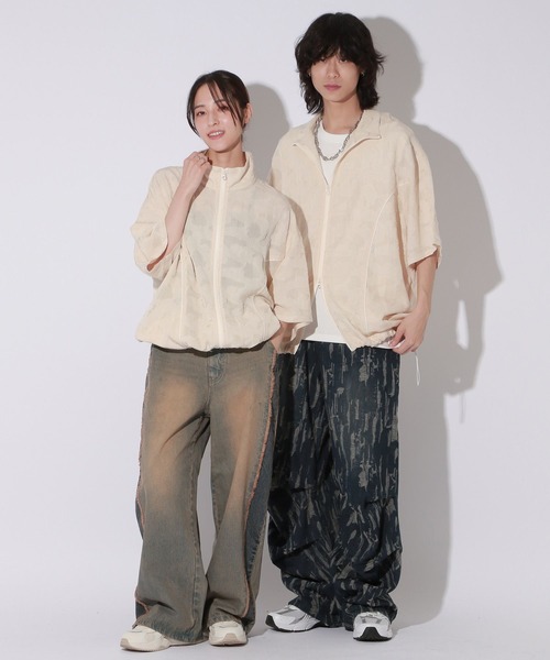 Anui（アニュイ）の「【UNISEX】レースジャガードシャツブルゾン（シャツ/ブラウス・レディース・アイボリー/ブラック/チャコール・MEDIUM/LARGE）」の7枚目の写真