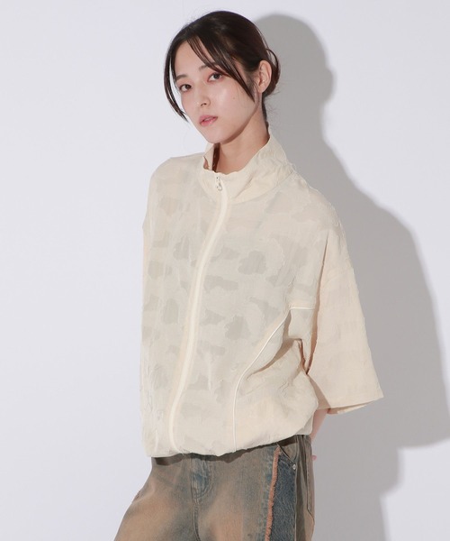 Anui（アニュイ）の「【UNISEX】レースジャガードシャツブルゾン（シャツ/ブラウス・レディース・アイボリー/ブラック/チャコール・MEDIUM/LARGE）」の9枚目の写真