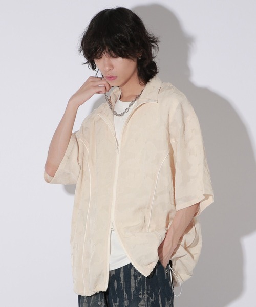 Anui（アニュイ）の「【UNISEX】レースジャガードシャツブルゾン（シャツ/ブラウス・レディース・アイボリー/ブラック/チャコール・MEDIUM/LARGE）」の15枚目の写真