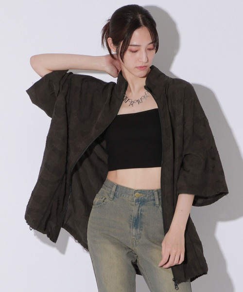 Anui（アニュイ）の「【UNISEX】レースジャガードシャツブルゾン（シャツ/ブラウス・レディース・アイボリー/ブラック/チャコール・MEDIUM/LARGE）」の22枚目の写真