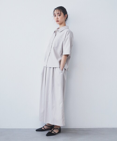 THE SHOP TK (ザ ショップ ティーケー )の「◆【ワンピ―ス風/スタイルUP】シャツ×パンツセットアップ/洗濯機OK(セットアップ・レディース・スミクロ/ベージュ系その他6・12/13)」の5枚目の写真