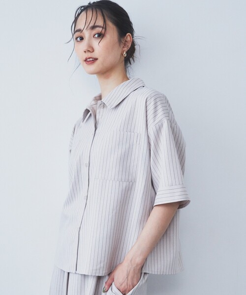 THE SHOP TK (ザ ショップ ティーケー )の「◆【ワンピ―ス風/スタイルUP】シャツ×パンツセットアップ/洗濯機OK(セットアップ・レディース・スミクロ/ベージュ系その他6・12/13)」の8枚目の写真