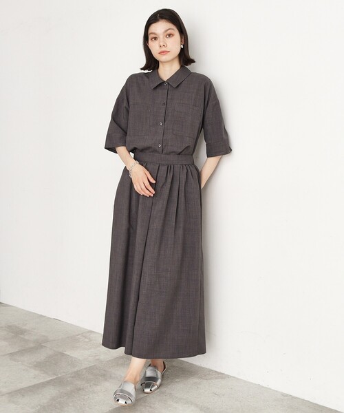 THE SHOP TK (ザ ショップ ティーケー )の「◆【ワンピ―ス風/スタイルUP】シャツ×パンツセットアップ/洗濯機OK(セットアップ・レディース・スミクロ/ベージュ系その他6・12/13)」の9枚目の写真