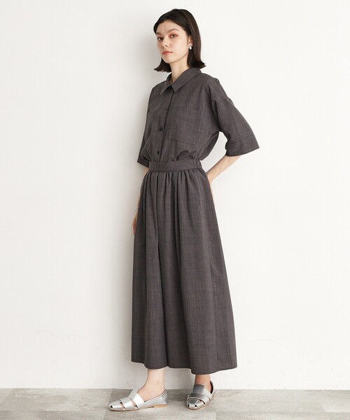 THE SHOP TK (ザ ショップ ティーケー )の「◆【ワンピ―ス風/スタイルUP】シャツ×パンツセットアップ/洗濯機OK(セットアップ・レディース・スミクロ/ベージュ系その他6・12/13)」の10枚目の写真