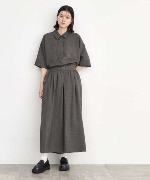THE SHOP TK (ザ ショップ ティーケー )の「◆【ワンピ―ス風/スタイルUP】シャツ×パンツセットアップ/洗濯機OK(セットアップ・レディース・スミクロ/ベージュ系その他6・12/13)」の11枚目の写真