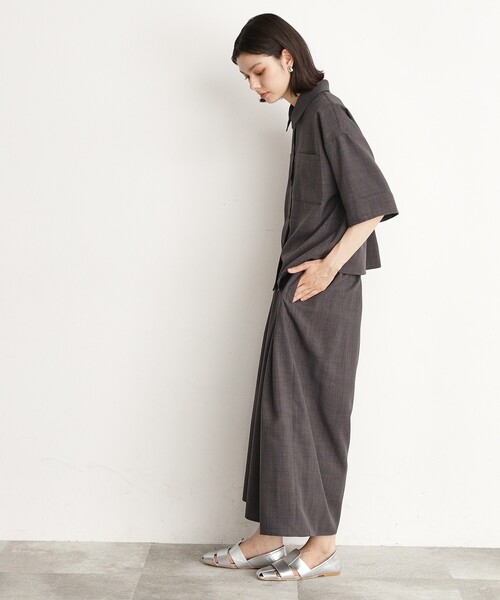 THE SHOP TK (ザ ショップ ティーケー )の「◆【ワンピ―ス風/スタイルUP】シャツ×パンツセットアップ/洗濯機OK(セットアップ・レディース・スミクロ/ベージュ系その他6・12/13)」の13枚目の写真