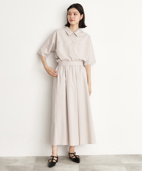 THE SHOP TK (ザ ショップ ティーケー )の「◆【ワンピ―ス風/スタイルUP】シャツ×パンツセットアップ/洗濯機OK(セットアップ・レディース・スミクロ/ベージュ系その他6・12/13)」の16枚目の写真