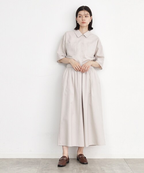 THE SHOP TK (ザ ショップ ティーケー )の「◆【ワンピ―ス風/スタイルUP】シャツ×パンツセットアップ/洗濯機OK(セットアップ・レディース・スミクロ/ベージュ系その他6・12/13)」の22枚目の写真