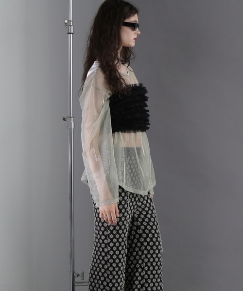 ブラウス シャツ (CREOLME)チュールフリルベアトップ レディース CREOLME（クレオルム）の「(CREOLME)チュールフリルベアトップ