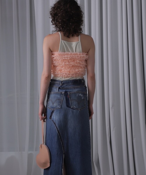 ブラウス シャツ (CREOLME)チュールフリルベアトップ レディース CREOLME（クレオルム）の「(CREOLME)チュールフリルベアトップ