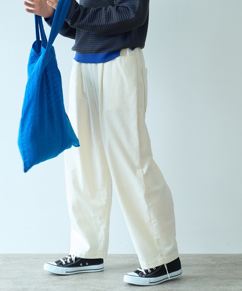 【セール】コットンビエラ起毛 タックパンツ（その他パンツ）｜bulle de savon（ビュルデサボン）