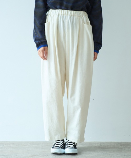 【セール】コットンビエラ起毛 タックパンツ（その他パンツ）｜bulle de savon（ビュルデサボン）