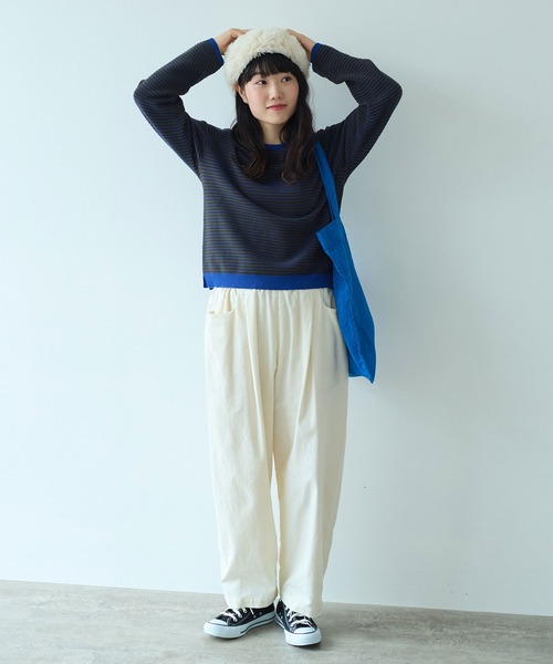 【セール】コットンビエラ起毛 タックパンツ（その他パンツ）｜bulle de savon（ビュルデサボン）