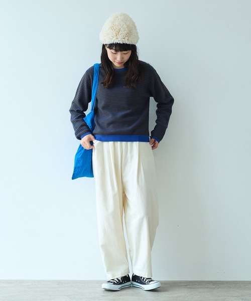 【セール】コットンビエラ起毛 タックパンツ（その他パンツ）｜bulle de savon（ビュルデサボン）