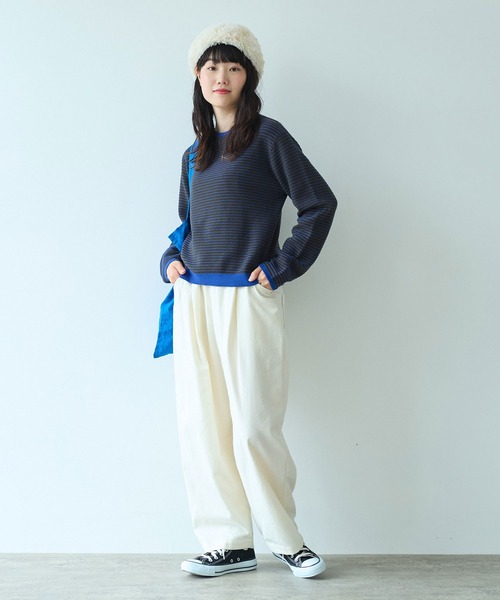 【セール】コットンビエラ起毛 タックパンツ（その他パンツ）｜bulle de savon（ビュルデサボン）