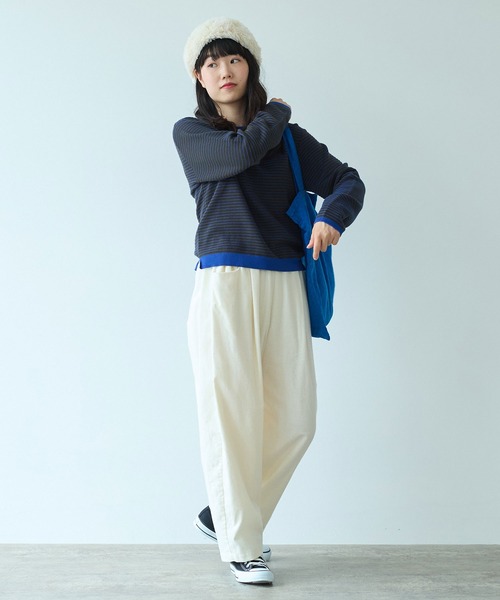 【セール】コットンビエラ起毛 タックパンツ（その他パンツ）｜bulle de savon（ビュルデサボン）