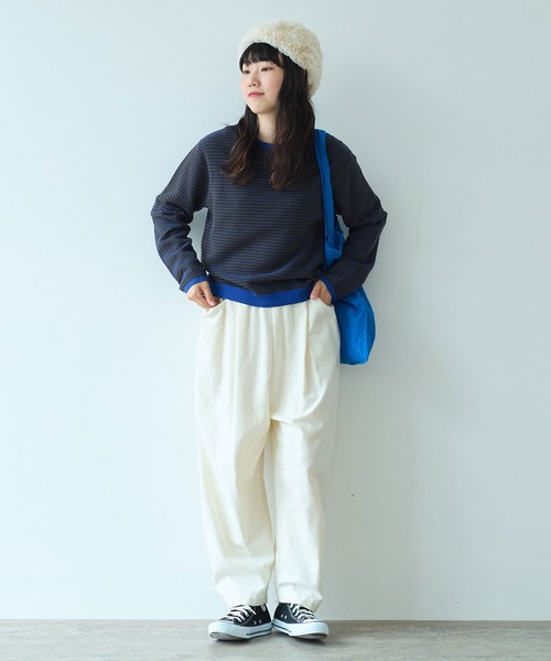 【セール】コットンビエラ起毛 タックパンツ（その他パンツ）｜bulle de savon（ビュルデサボン）