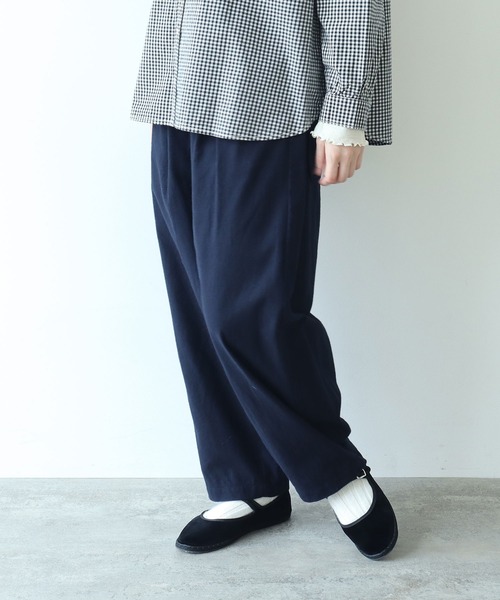 【セール】コットンビエラ起毛 タックパンツ（その他パンツ）｜bulle de savon（ビュルデサボン）