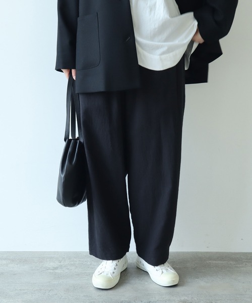 【セール】コットンビエラ起毛 タックパンツ（その他パンツ）｜bulle de savon（ビュルデサボン）