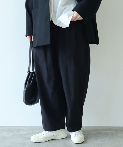 【セール】コットンビエラ起毛 タックパンツ（その他パンツ）｜bulle de savon（ビュルデサボン）