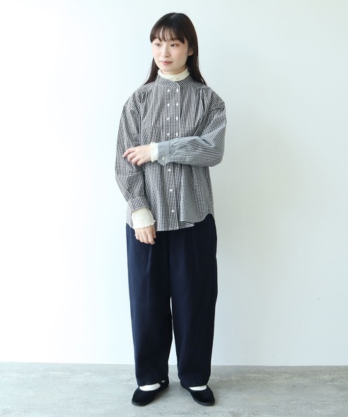 【セール】コットンビエラ起毛 タックパンツ（その他パンツ）｜bulle de savon（ビュルデサボン）