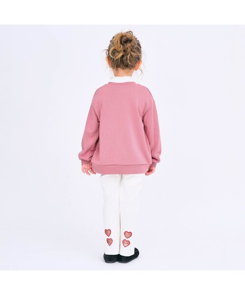 apres les cours(アプレレクール)の「ハート刺繍レイヤードトレーナー(スウェット・キッズ・ピンク/グリーン/オレンジ/ネイビー/グレー・140/130/120/110/100/90/80)」の15枚目の写真