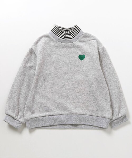 apres les cours(アプレレクール)の「ハート刺繍レイヤードトレーナー(スウェット・キッズ・ピンク/グリーン/オレンジ/ネイビー/グレー・140/130/120/110/100/90/80)」の22枚目の写真
