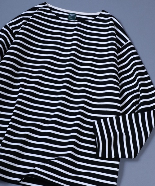 ANPAS（アンパス）の「11oz Ultra Heavy Weight Wide Silhouette Basque T-Shirt/11オンス ウルトラヘビーウェイト バスクTシャツ 長袖Tシャツ ロンT オーバーサイズ ワイドシルエット（Tシャツ/カットソー・メンズ・ホワイト/ホワイト×ネイビー/ブラック/ブラック×ホワイト/ネイビー/ネイビー×ホワイト・L/M）」の4枚目の写真