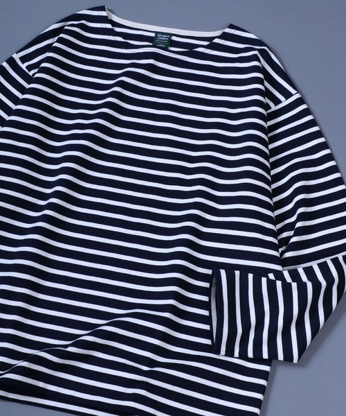 ANPAS（アンパス）の「11oz Ultra Heavy Weight Wide Silhouette Basque T-Shirt/11オンス ウルトラヘビーウェイト バスクTシャツ 長袖Tシャツ ロンT オーバーサイズ ワイドシルエット（Tシャツ/カットソー・メンズ・ホワイト/ホワイト×ネイビー/ブラック/ブラック×ホワイト/ネイビー/ネイビー×ホワイト・L/M）」の6枚目の写真