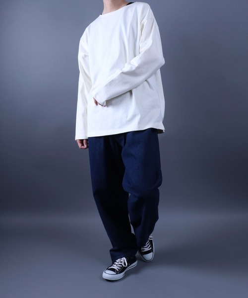 ANPAS（アンパス）の「11oz Ultra Heavy Weight Wide Silhouette Basque T-Shirt/11オンス ウルトラヘビーウェイト バスクTシャツ 長袖Tシャツ ロンT オーバーサイズ ワイドシルエット（Tシャツ/カットソー・メンズ・ホワイト/ホワイト×ネイビー/ブラック/ブラック×ホワイト/ネイビー/ネイビー×ホワイト・L/M）」の18枚目の写真