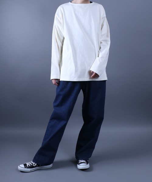 ANPAS（アンパス）の「11oz Ultra Heavy Weight Wide Silhouette Basque T-Shirt/11オンス ウルトラヘビーウェイト バスクTシャツ 長袖Tシャツ ロンT オーバーサイズ ワイドシルエット（Tシャツ/カットソー・メンズ・ホワイト/ホワイト×ネイビー/ブラック/ブラック×ホワイト/ネイビー/ネイビー×ホワイト・L/M）」の19枚目の写真