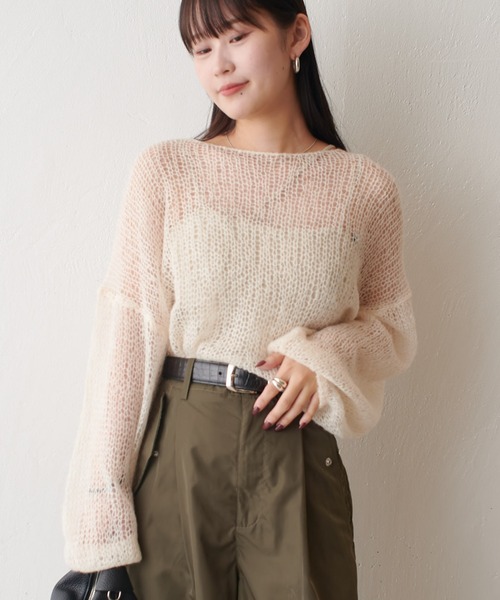 【セール】《3色展開》透かし編みシアーニット（ニット/セーター）｜Lui's（ルイス）